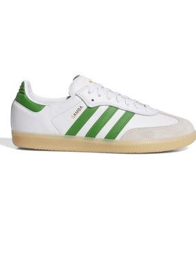 Adidas samba ADV white leather green strips 40 us m7 w 8.5